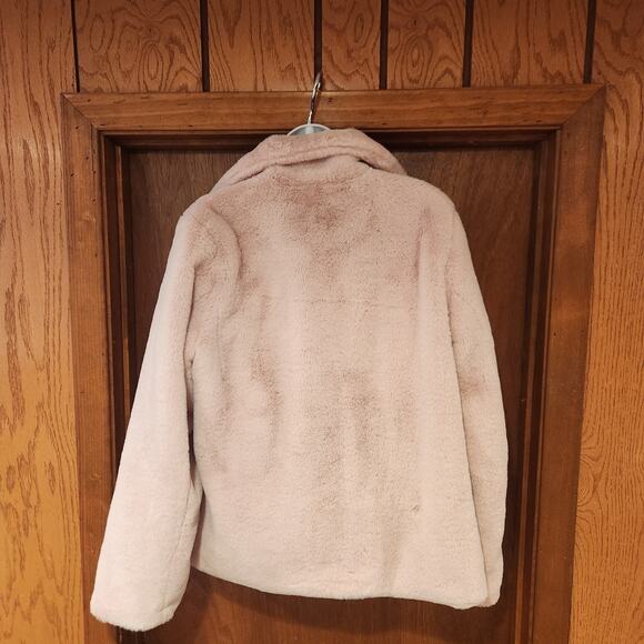 Avec Les Filles Short Faux-Fur Jacket Snap Close Color Blush Size S - Picture 5 of 8